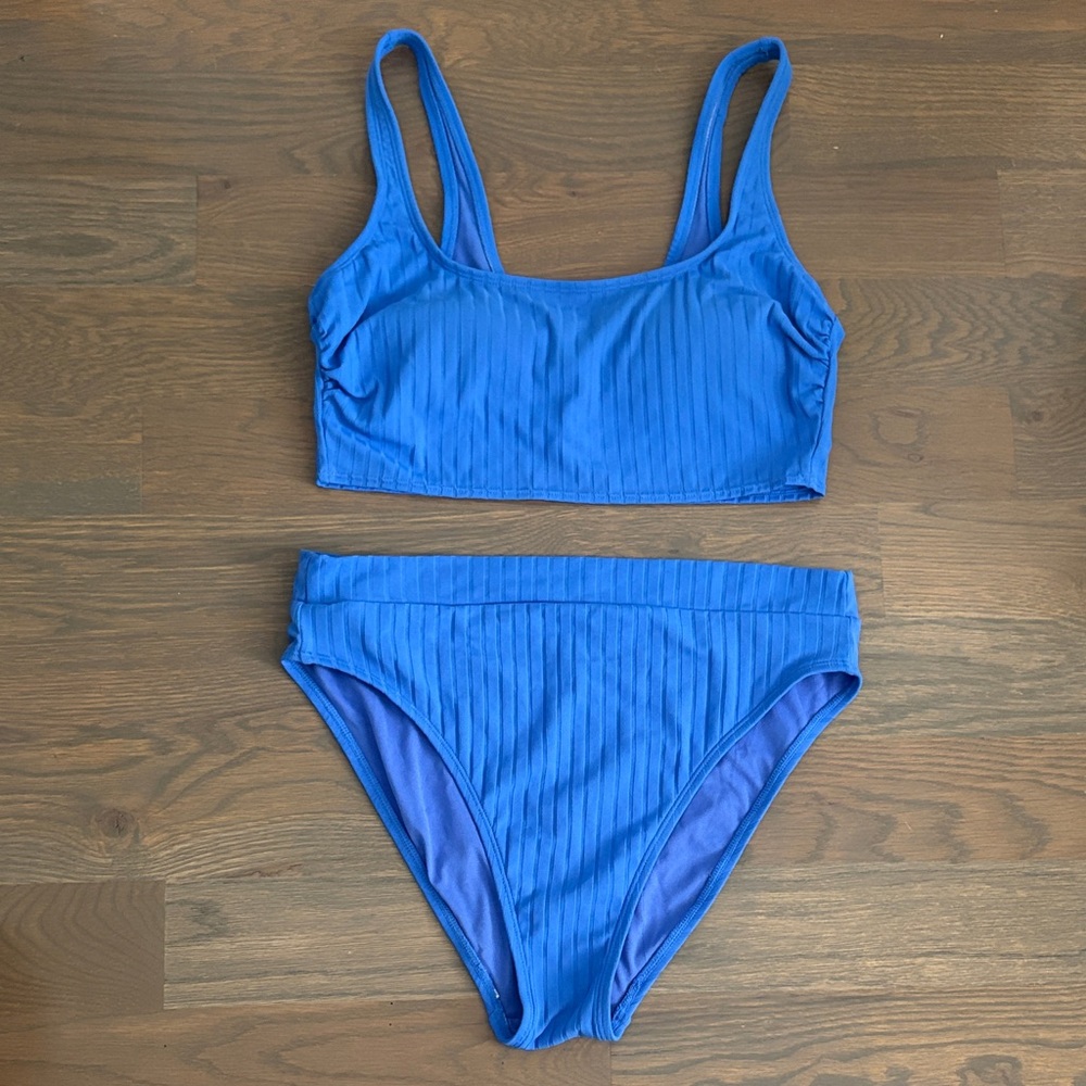 Xhilaration Vibrant Blue Ribbed Bikini Set